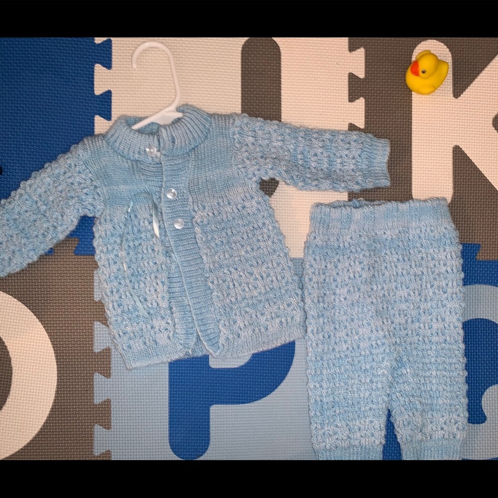 Crochet baby boy jacket and pants